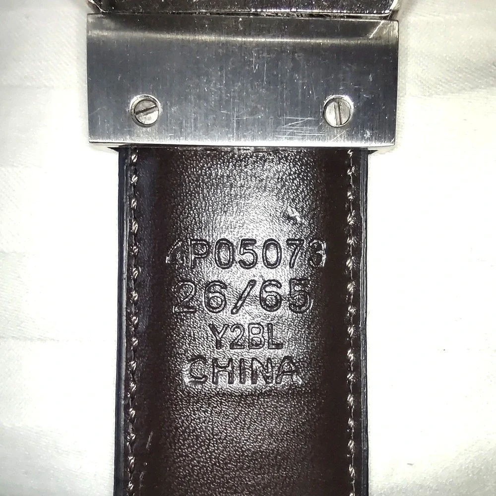 Perry Ellis Youth Reversible‎ Leather Belt Silver Buckle 26/65